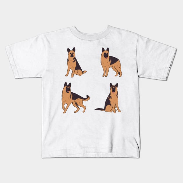 german shepherd drawing pack Kids T-Shirt by Mayarart